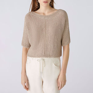 Knitted S/S Top in Light Stone