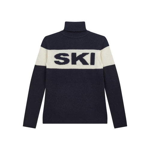 JUMPER 1234 Cashmere Ski Roll Collar in Navy and Cream