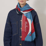 MULBERRY Colour Block Branded Lightweight Scarf in Brighton-Night Sky