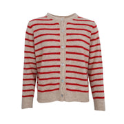 BLACK COLOUR Dell Striped Knit Cardigan in Red