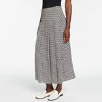 Pleated Maxi Skirt in Ecru/Black