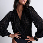 AUBADE Long Sleeve Body Suit in Black