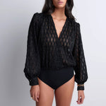 AUBADE Long Sleeve Body Suit in Black