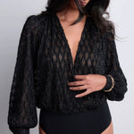 AUBADE Long Sleeve Body Suit in Black
