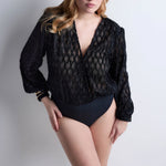 AUBADE Long Sleeve Body Suit in Black