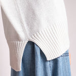 Oversized Short V Neck Knit in White