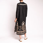 Long Feather Chevron Dress in Black/Gold