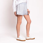 Paisley Linen Shorts in Light Grey/Cream