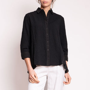 3/4 Sleeve Layered Blouse in Black