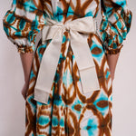 Cande Tie Dye Dress in Brown/Turquoise