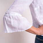 Peplum Hem & Frill Sleeve Shirt in White