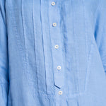 Garment Dyed Pleated Shirt in Light Blue