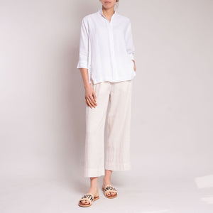 Embroidered Linen Shirt in White