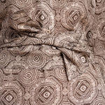 Tile Print Midi Dress with Belt in Brown