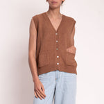 Delilah Cashmere & Lambswool Tank in Almond