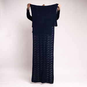 Lace Knitted Scarf in Dark Navy