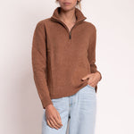Alma Cashmere & Lambswool 1/4 Zip Knit in Almond
