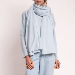 Knitted Wool Scarf in Cloud Blue