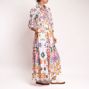 Elena T Flower Gem Print Dress in Multi
