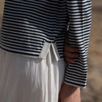 COLLEN & CLARE Easton Cotton Loose Stripe Knit in White/Navy