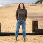 COLLEN & CLARE Zeya Stripe Cardigan in Fir Green and Otter