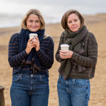 COLLEN & CLARE Molly Cashmere and Lambswool Scarf in Fir Green and Otter
