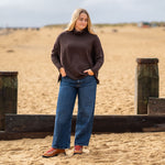 COLLEN & CLARE Cashmere and Lambswool Funnel Neck in Bitter Chocolate