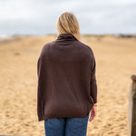 COLLEN & CLARE Cashmere and Lambswool Funnel Neck in Bitter Chocolate