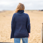COLLEN & CLARE Cashmere and Lambswool Funnel Neck in Navy Marl