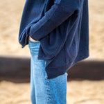 COLLEN & CLARE Cashmere and Lambswool Funnel Neck in Navy Marl