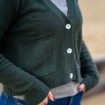 COLLEN & CLARE Gab Cotton Cardigan in Dark Olive