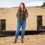 COLLEN & CLARE Contrast Gilet in Fir Green and Orange