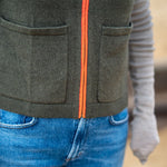 COLLEN & CLARE Contrast Gilet in Fir Green and Orange