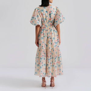 Freya Pouf Sleeve Maxi Dress in Florals