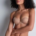 AUBADE Sheer Emotion Full Cup Moulded Bandeau Bra in Sand