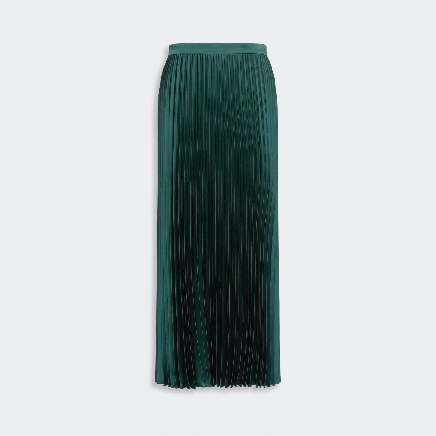 WEEKEND MAX MARA WKDNicchia Long Pleated Satin Skirt in Dark Green