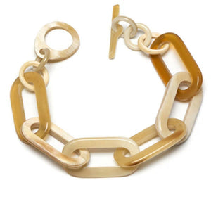 Rectangle Link Horn Bracelet in White/Natural