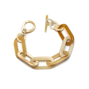 Rectangle Link Horn Bracelet in White/Natural
