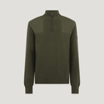 BELSTAFF Commander Quarter Zip Jumper in True Olive
