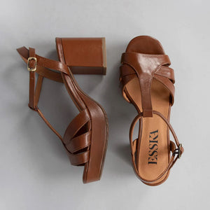 Charlie 70s T Bar Sandals in Tan