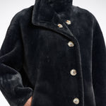 RINO & PELLE Cilou Faux Fur Coat with High Collar in Deep Iron