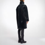 RINO & PELLE Cilou Faux Fur Coat with High Collar in Deep Iron