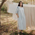 Deepali Checked Dress in Blue River