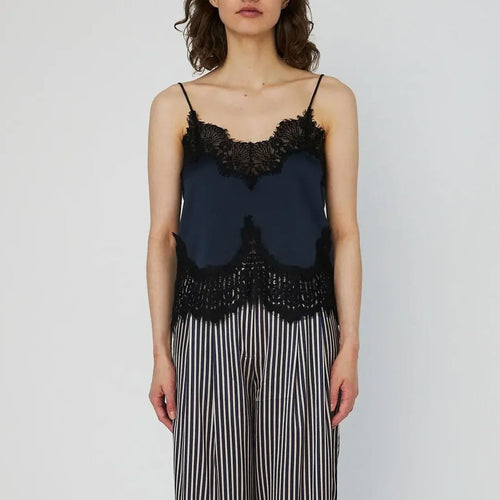 STELLA NOVA Delicate Lace Top in Ultra Navy