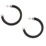 BRANCH JEWELLERY Black Wood Hoop Earrings Sterling Silver