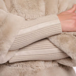 RINO & PELLE Feline Faux Fur Jacket with Knitted Sleeves in Birch