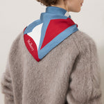 MULBERRY Colour Block Branded Square Scarf in Brighton-Night Sky