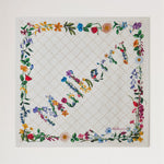 MULBERRY Wide Floral Square Scarf in Eggshell