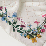 MULBERRY Wide Floral Square Scarf in Eggshell