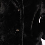RINO & PELLE Geesje Single Breasted Faux Fur Coat with Detachable Collar in Black